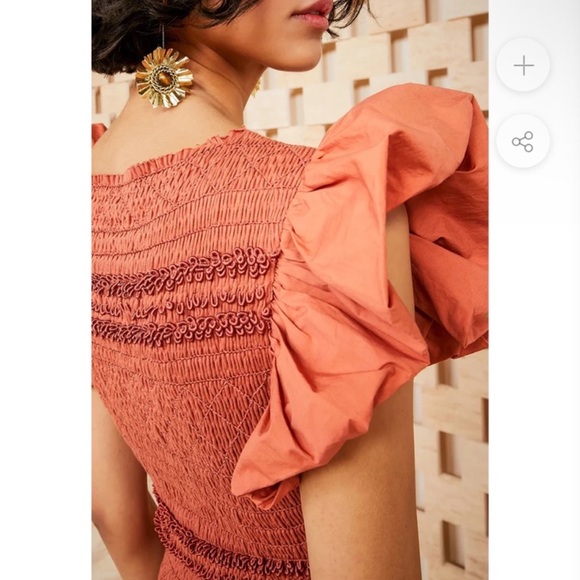 Ulla Johnson Handmade Madeline Smock Flutter Sleeve Dress Clay Size 4/8 NWT - Picture 5 of 16